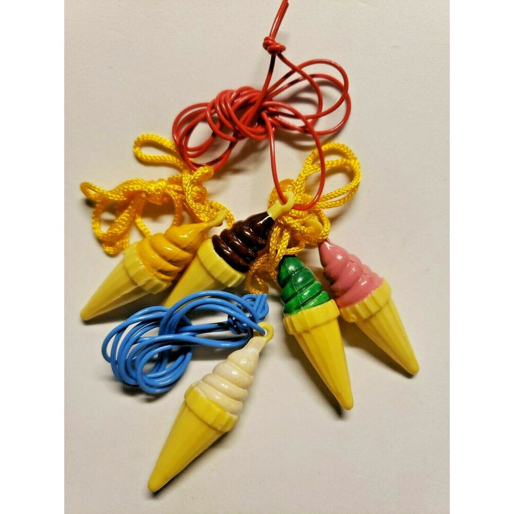 Vintage‎ 5 Ice Cream Twist Cone Charm Necklace Vending Toys New Old Stock SKU 61